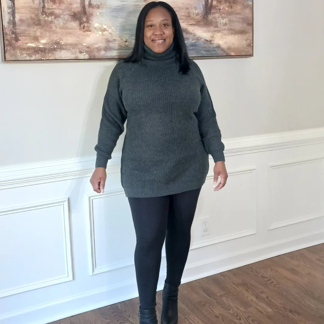 Terri's Loose Neck Belted Sweater Dress